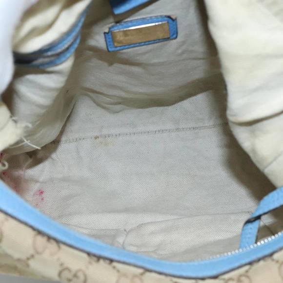 GUCCI GG Canvas Shoulder Bag 2way Navy Gold Light blue 326514 Auth 111050 - Picture 10 of 16